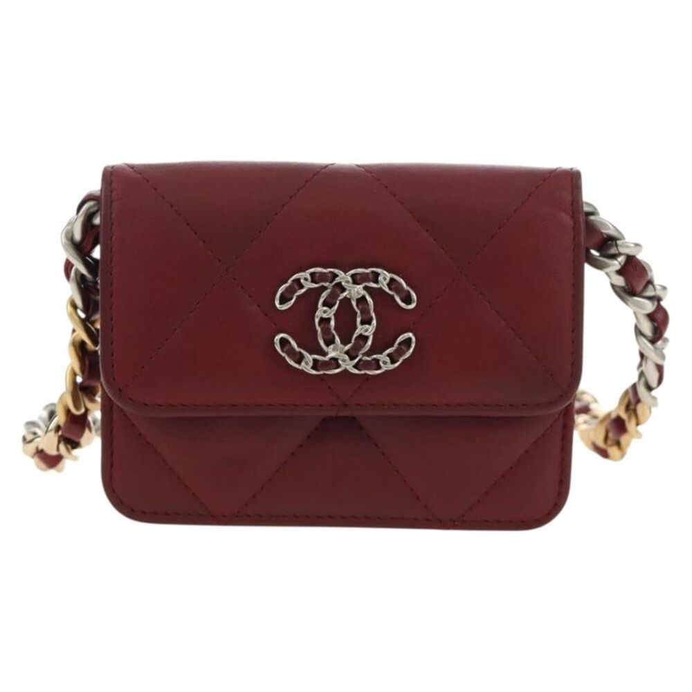 Chanel 19 Wallet On Chain Quilted Lambskin Burgundy Leather Shoulder Bag Bag